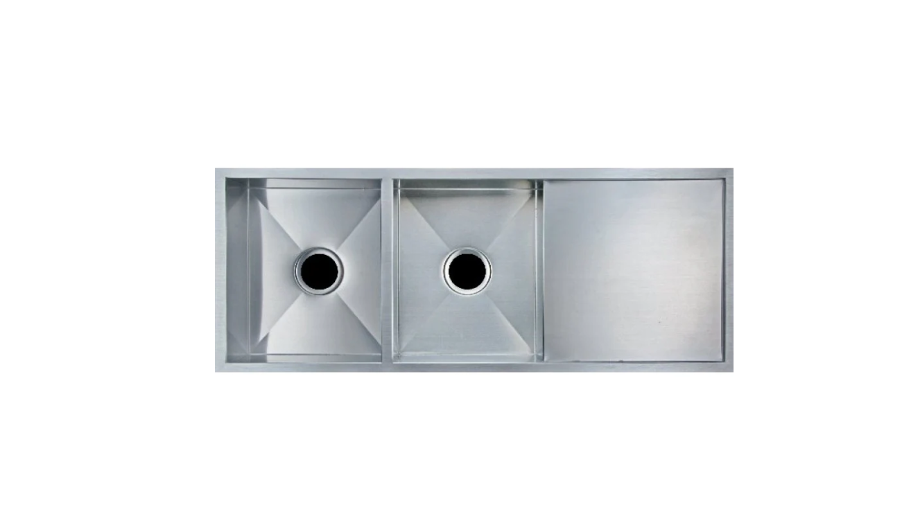 BRUSHED STAINLESS 1160 DOUBLE BOWL DRAINER SINK