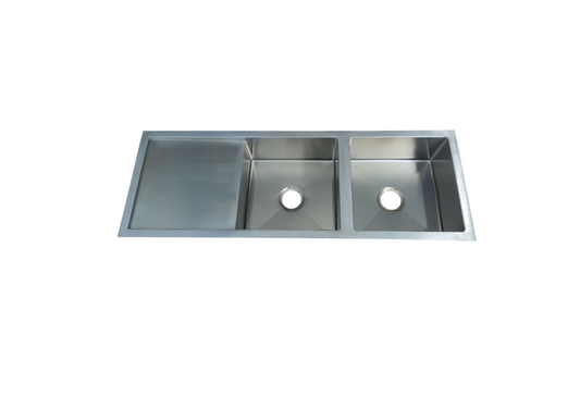 STAINLESS 1314 DOUBLE BOWL & DRAINER SINK