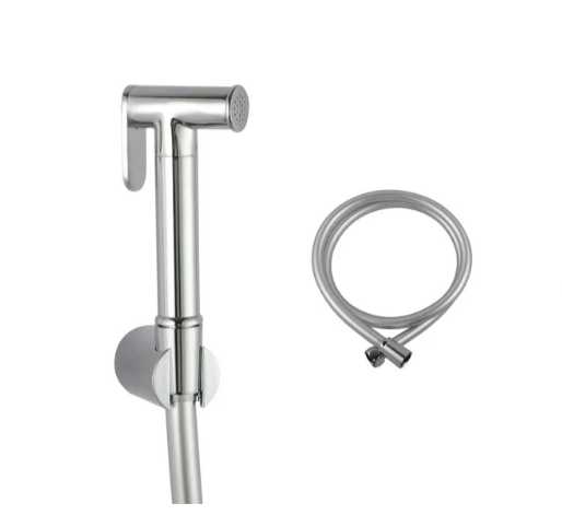 Round Brass Chrome Toilet Bidet Spray Kit with 1.2m PVC Hose