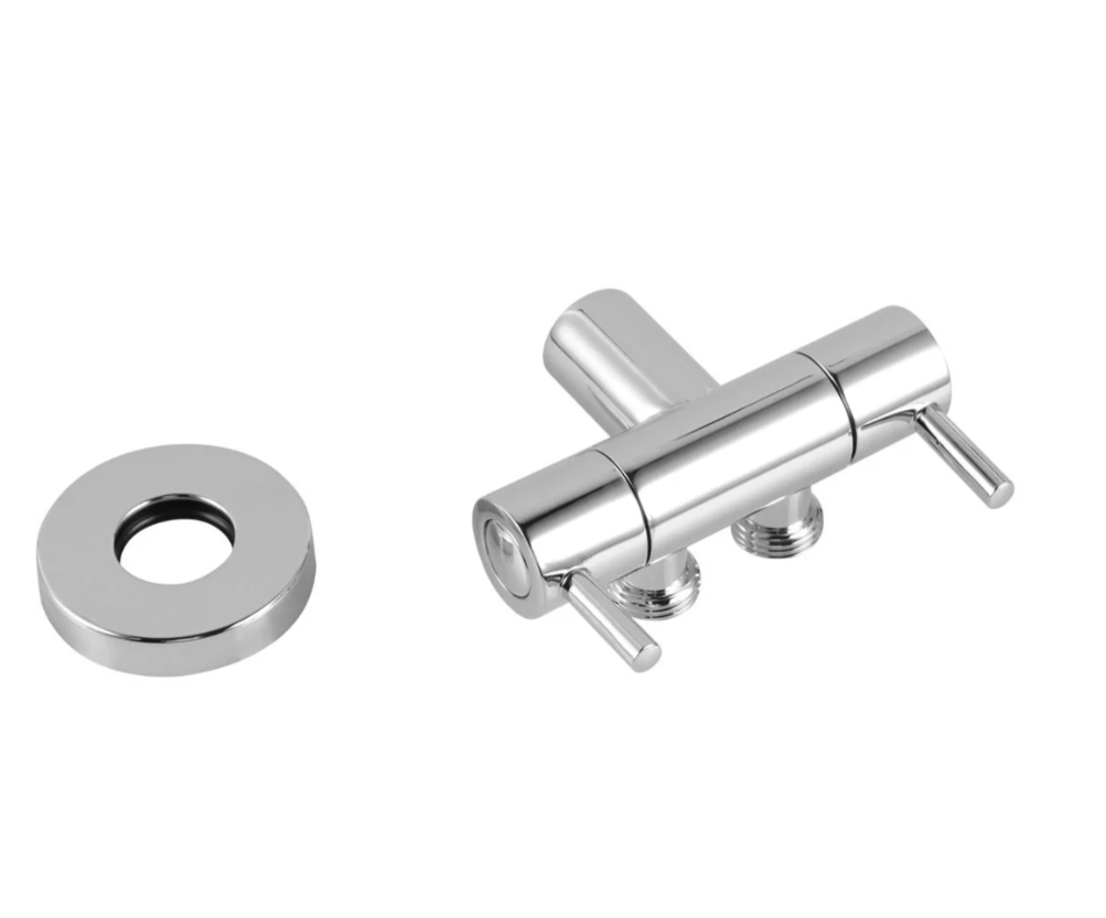Chrome Toilet Bidet Spray 1 Inlet 2 Outlet Diverter