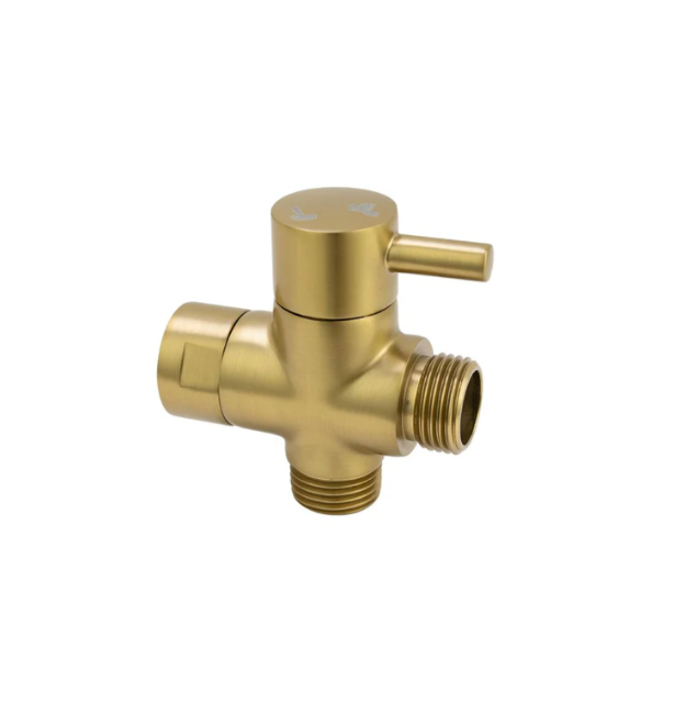 Brushed Gold Toilet Bidet Spray Diverter Tee