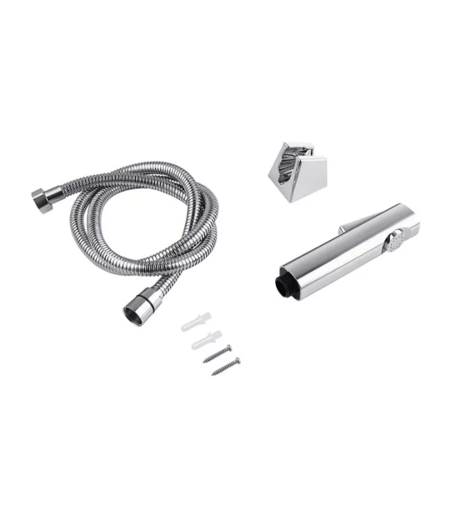 Round Chrome ABS Toilet Bidet Spray Kit with Stainless Steel Hose