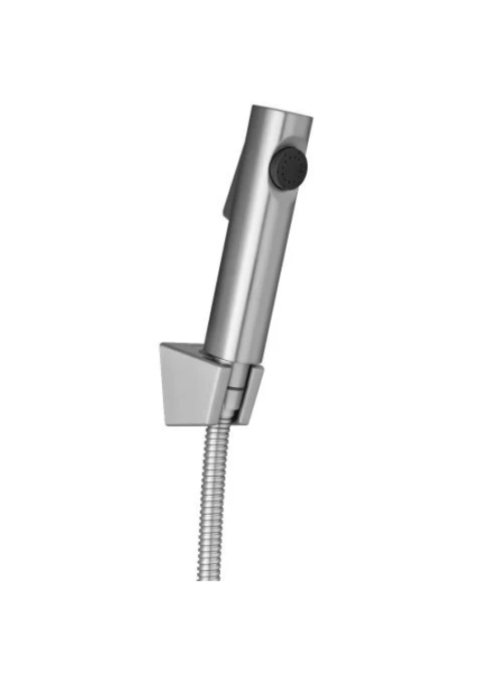 Round Brushed Nickel ABS Toilet Bidet Spray Kit with Stainless Steel Hose