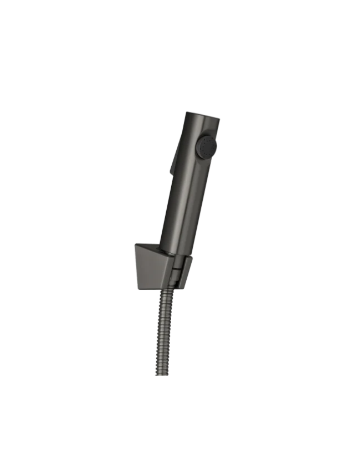 Round Gun Metal Grey ABS Toilet Bidet Spray Kit with Stainless Steel Hose