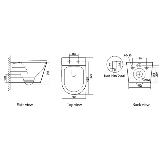 CHLOE WALL HUNG RIMLESS TOILET SUITE