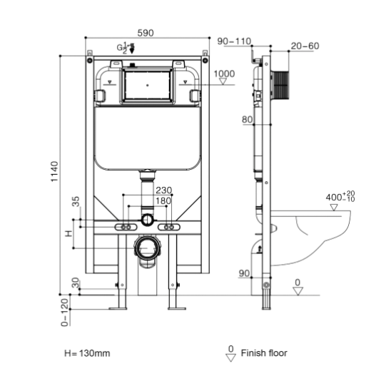CHLOE WALL HUNG RIMLESS TOILET SUITE