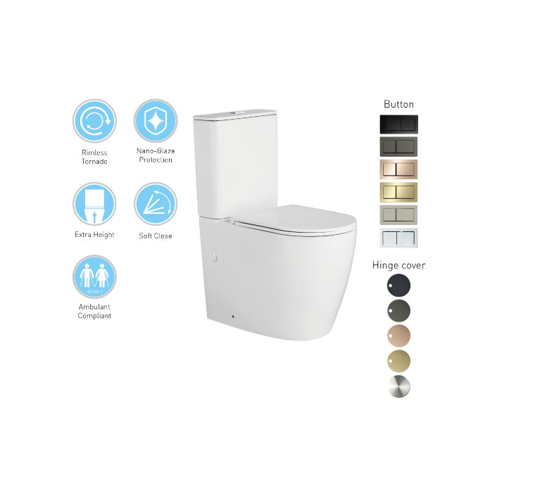 ZENMO RIMLESS & TORNADO TOILET GLOSS WHITE AMBULANT CERTIFIED