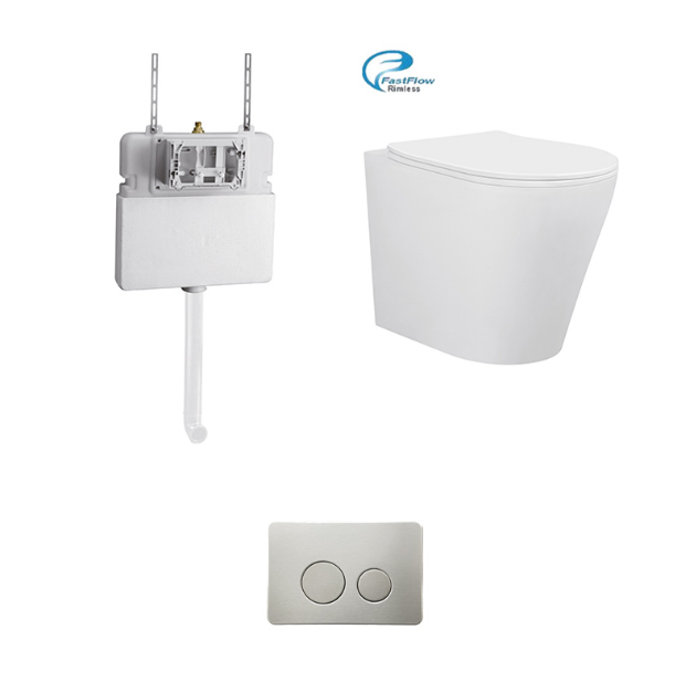 BRAVO-II RIMLESS IN-WALL FLOOR BACK TO WALL TOILET