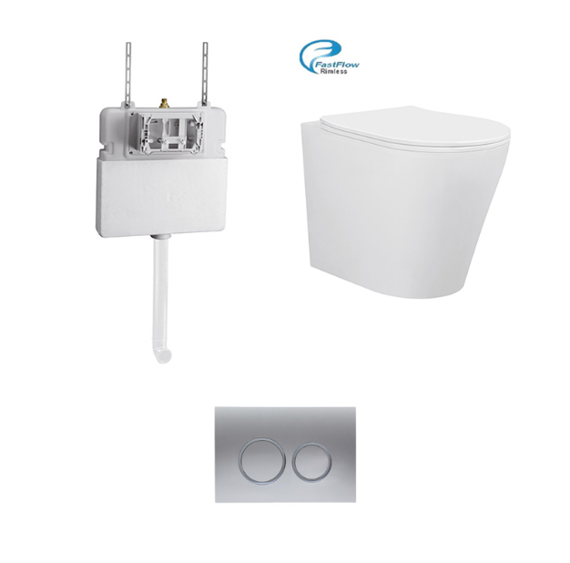 BRAVO-II RIMLESS IN-WALL FLOOR BACK TO WALL TOILET