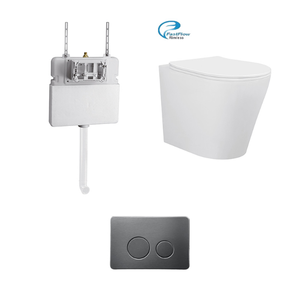 BRAVO-II RIMLESS IN-WALL FLOOR BACK TO WALL TOILET
