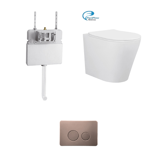BRAVO-II RIMLESS IN-WALL FLOOR BACK TO WALL TOILET