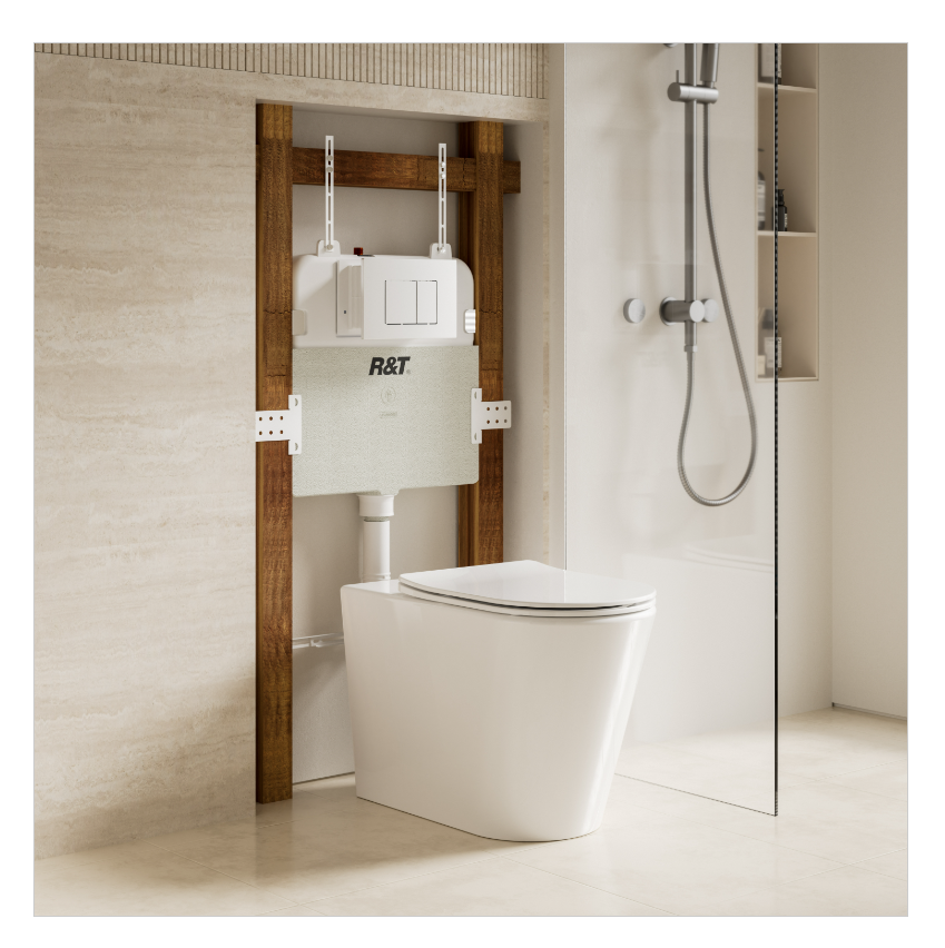 BELLA TORNADO & RIMLESS IN-WALL FLOOR BACK TO WALL TOILET AMBULANT CERTIFIED