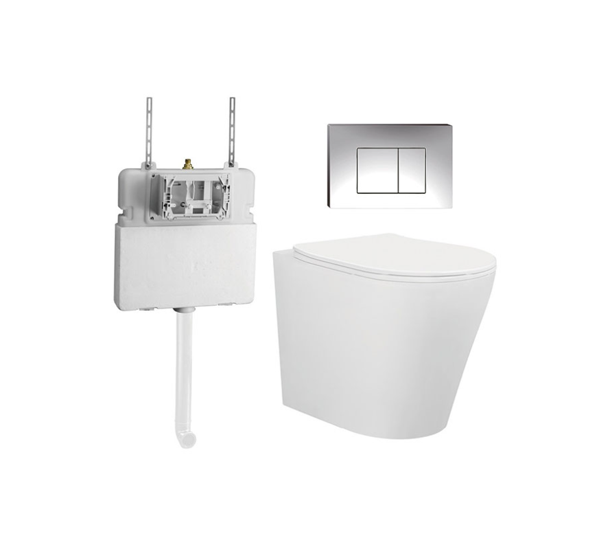 BELLA TORNADO & RIMLESS IN-WALL FLOOR BACK TO WALL TOILET AMBULANT CERTIFIED