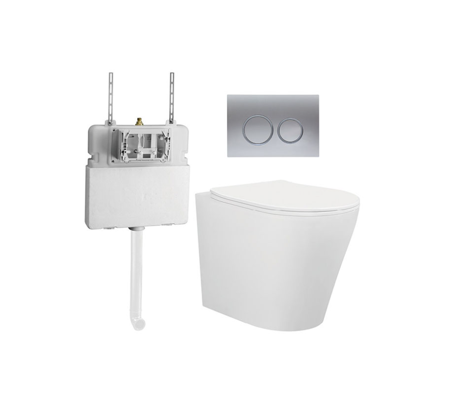 BELLA TORNADO & RIMLESS IN-WALL FLOOR BACK TO WALL TOILET AMBULANT CERTIFIED