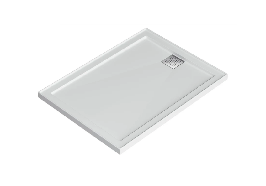 820 x 1200 POLYMARBLE SHOWER BASE - rear outlet waste