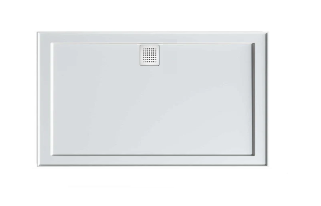 1500 x 900 POLYMARBLE SHOWER BASE - rear outlet waste