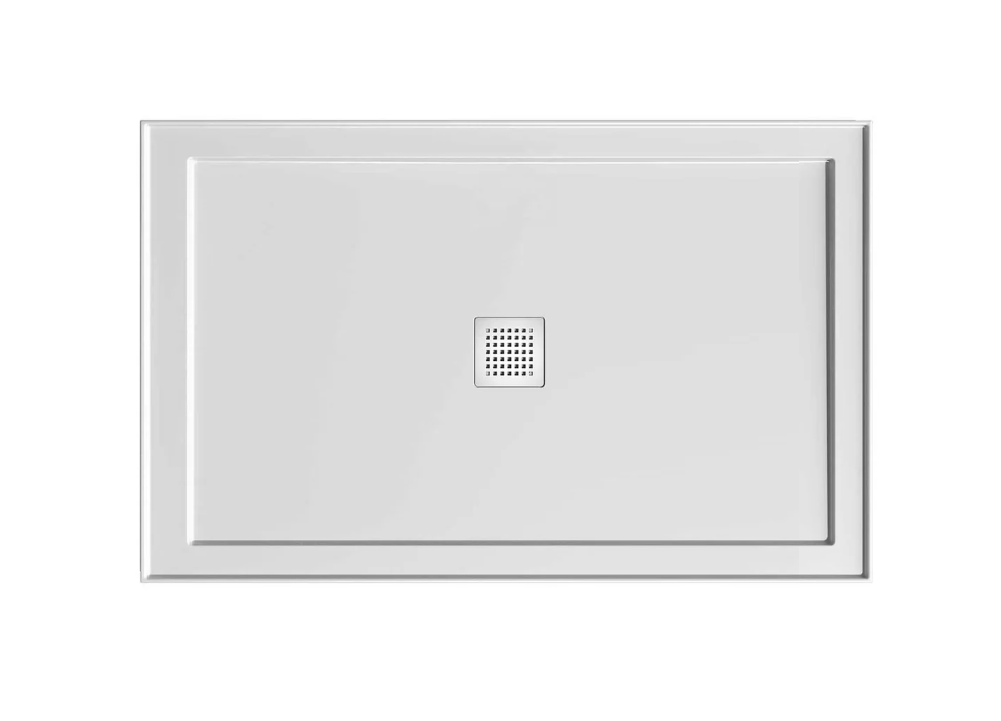 1500 x 900 POLYMARBLE SHOWER BASE - centre outlet waste