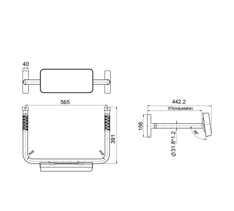 Brushed Stainless MOBI CARE Back Rest