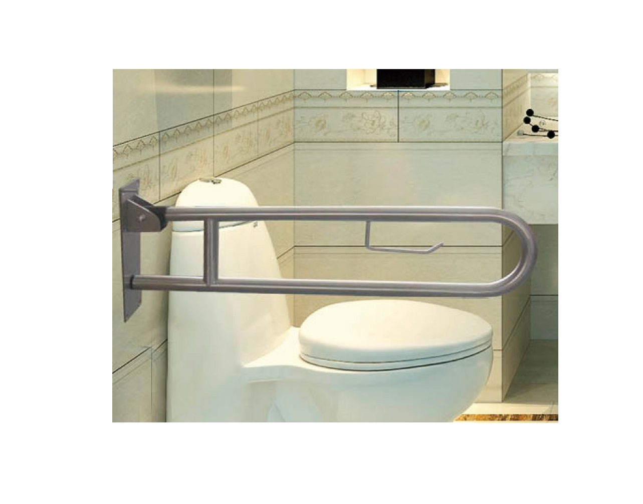 Brushed Stainless MOBI CARE U Shape Folding Grab Rail