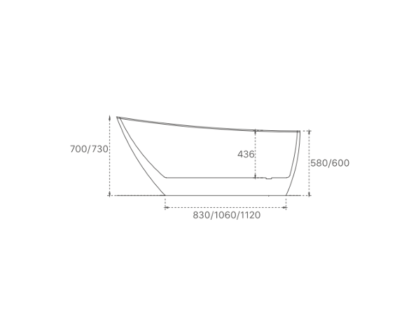 NOVAL 1700 FREESTANDING GLOSS WHITE OVAL CURVED
