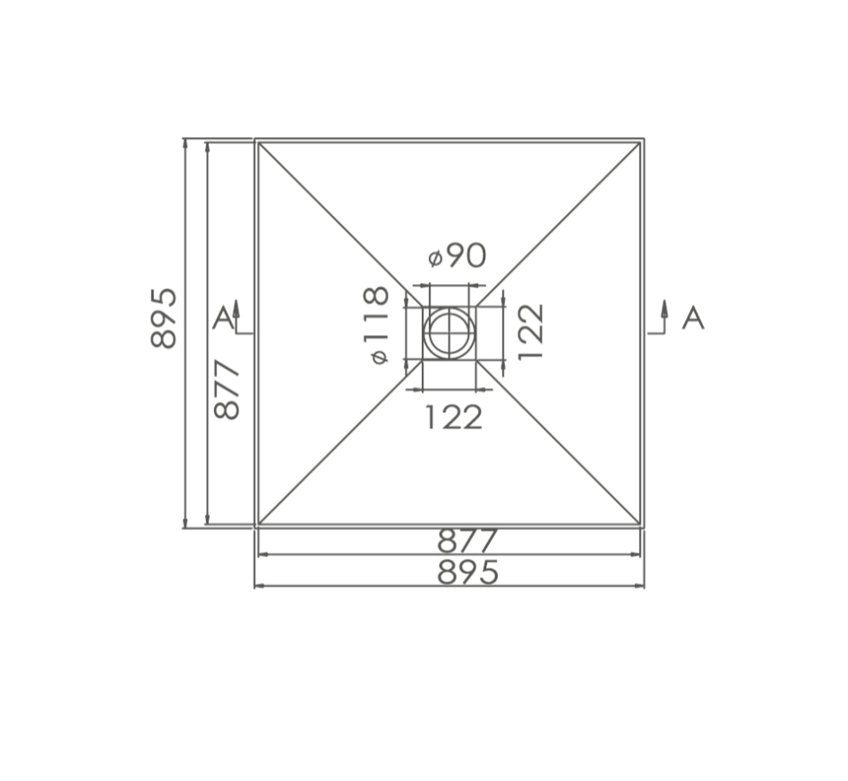 895x895x60mm SMC Tile Tray with Grate