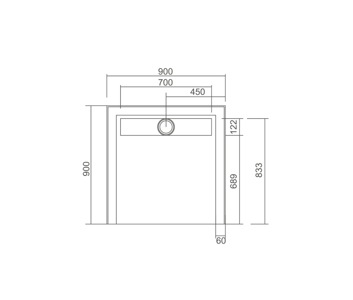 SMC Shower Base with Channel 900 x 900x 40mm