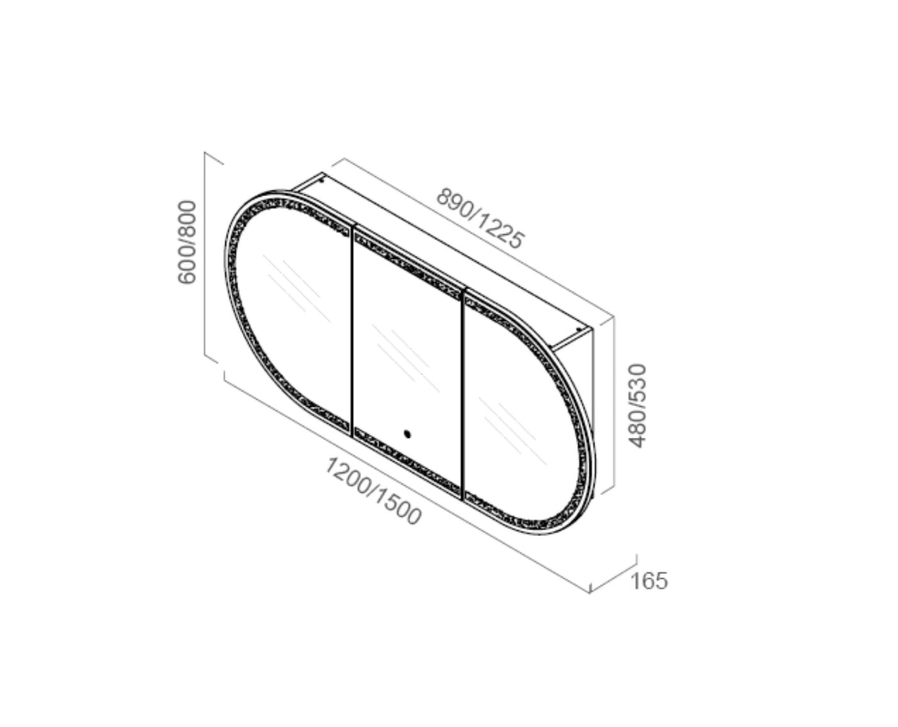 1200 x 600mm PIAZA LED Mirror Cabinet in Matte White