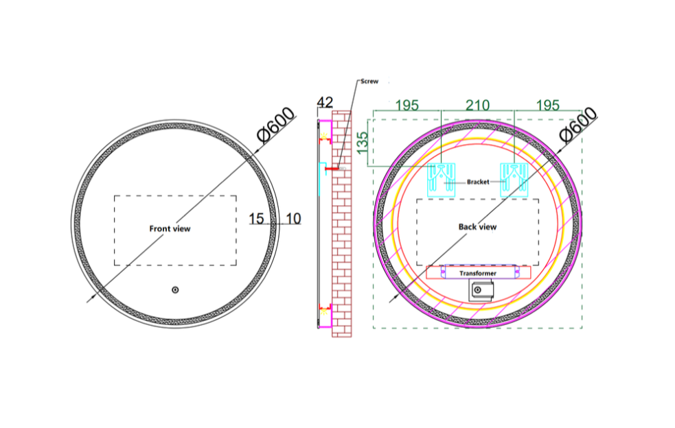 600mm ECLIPSE Round LED Mirror
