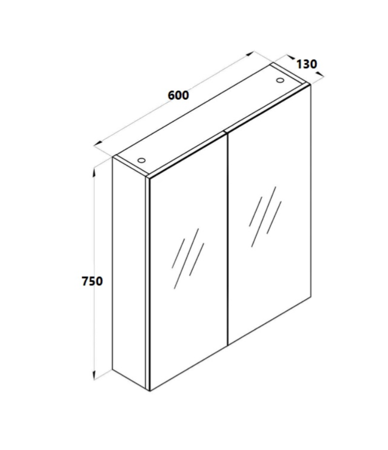 600mm Mirror Cabinet Gloss White