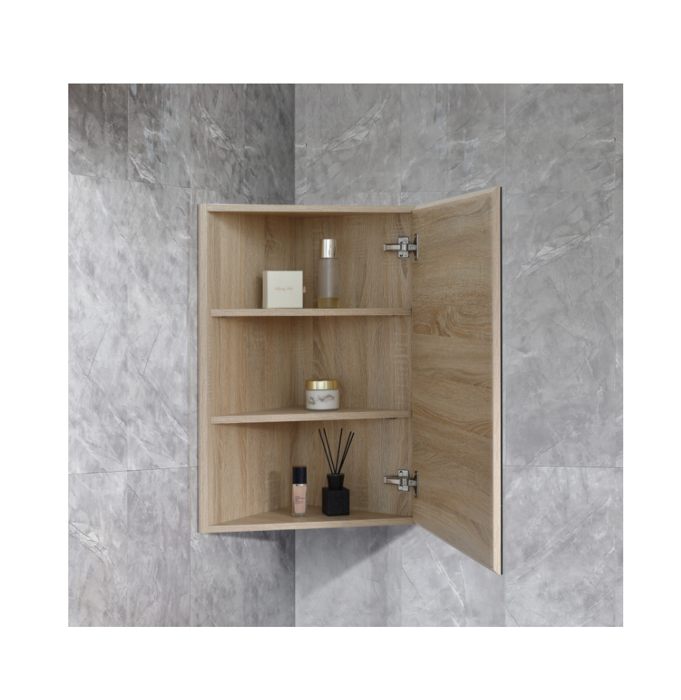 BURMA Corner Shaving Cabinet Natural Timber  400x400x750mm