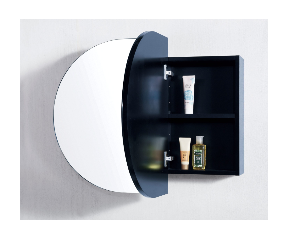 900mm Matte Black AMBER Oval Shaving Cabinet Mirror