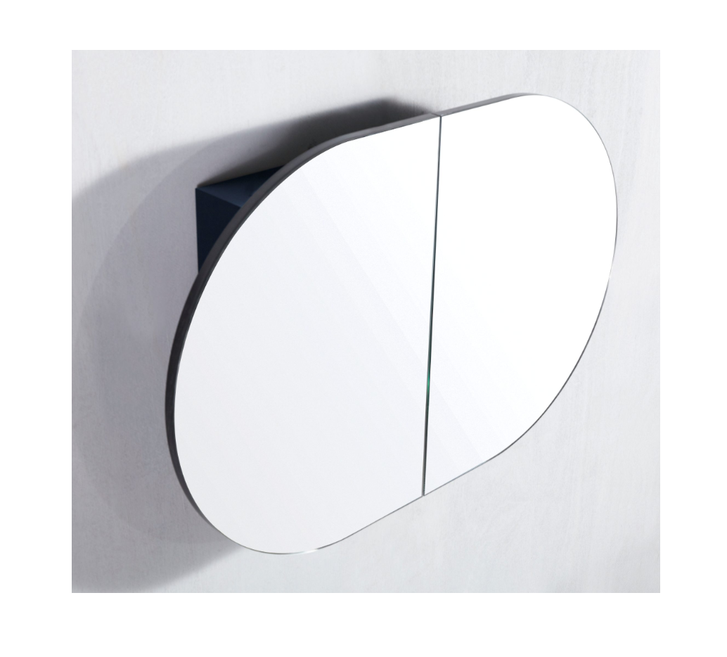 900mm Matte Black AMBER Oval Shaving Cabinet Mirror