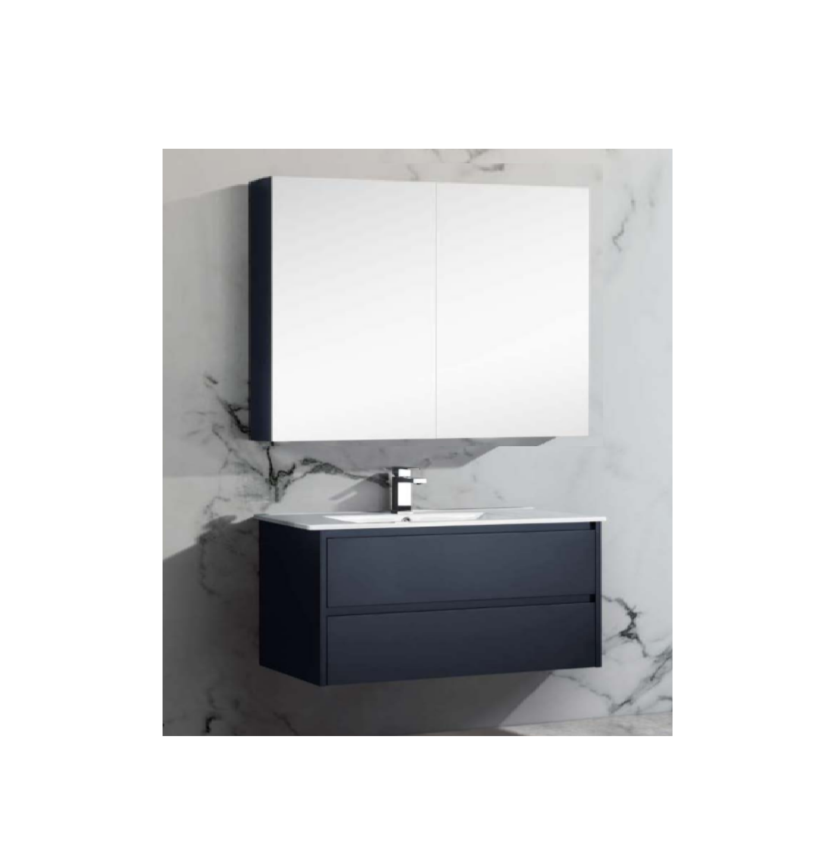 900mm Matte Black Shaving Mirror Cabinet
