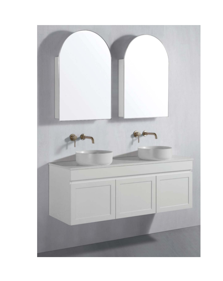 610 x 900mm Arch Shaving Cabinet Mirror Archive Matte White