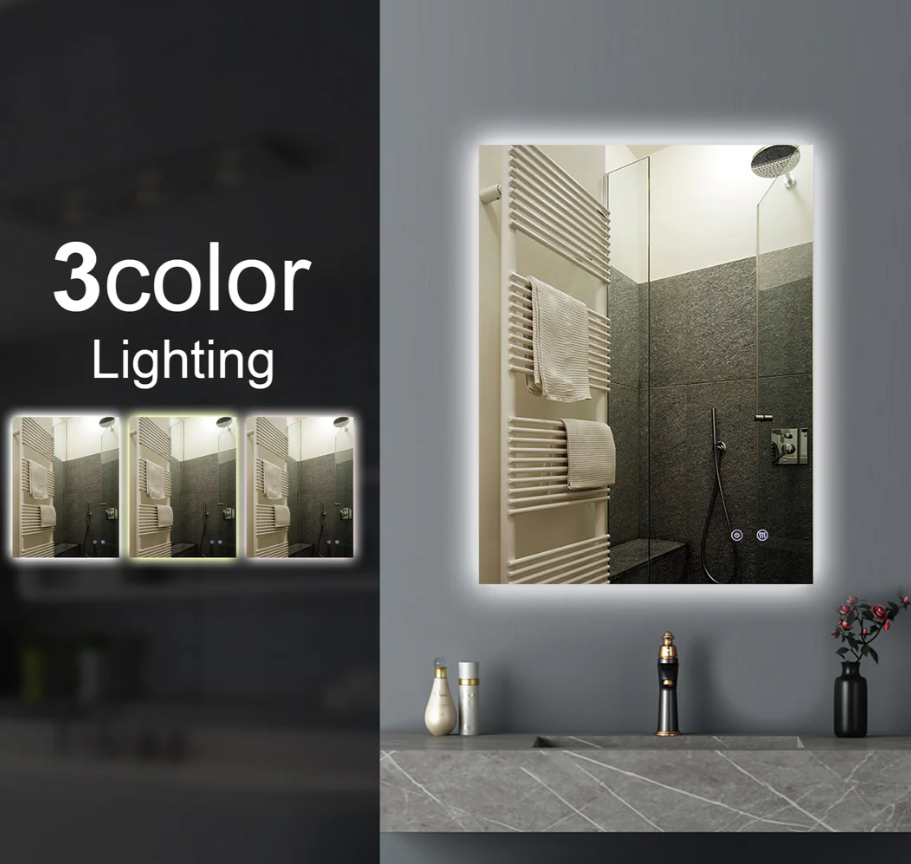 600x750mm Rectangle 3 Color Lighting LED Mirror Touch Sensor