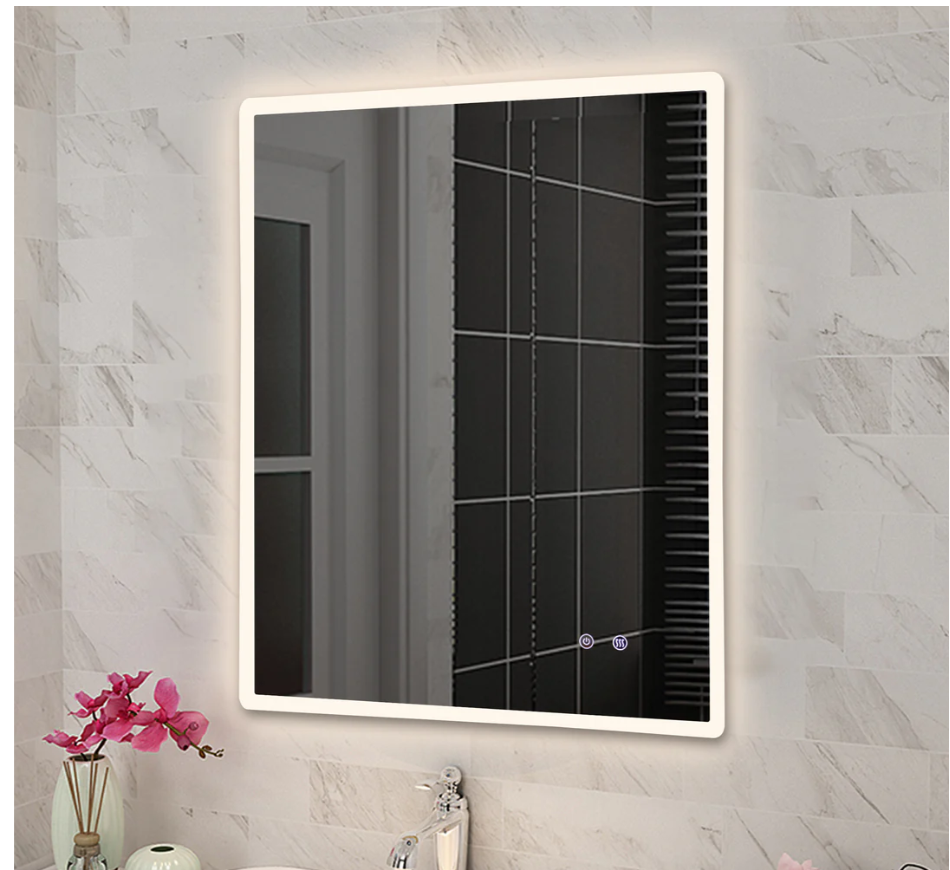600*750mm 3 Color Lighting Front lit LED Mirror Touch Sensor Switch