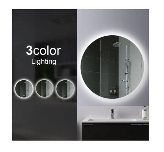 900mm Round 3 Color Lighting Backlit Acrylic LED Mirror Touch Sensor Switch