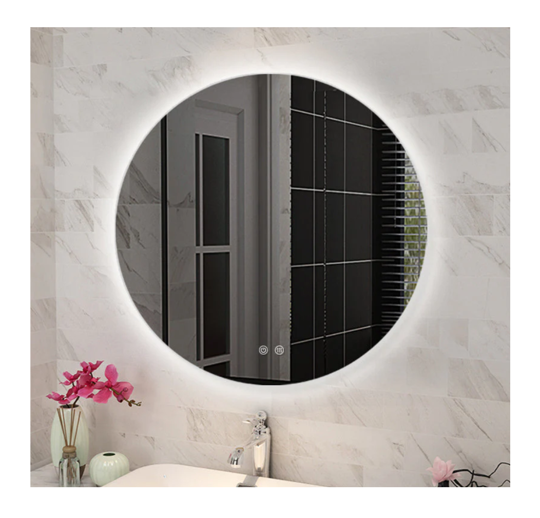 900mm Round 3 Color Lighting Backlit Acrylic LED Mirror Touch Sensor Switch