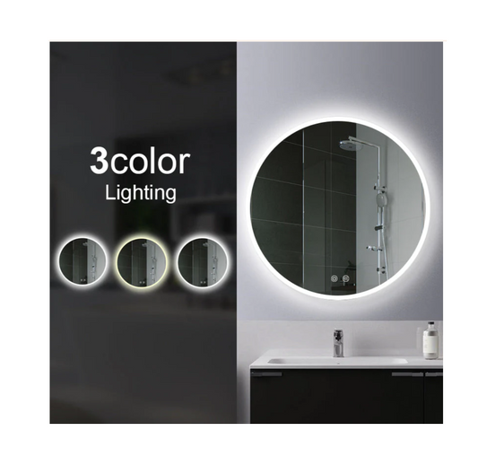 750mm Round 3 Color Lighting Acrylic LED Mirror Touch Sensor Switch