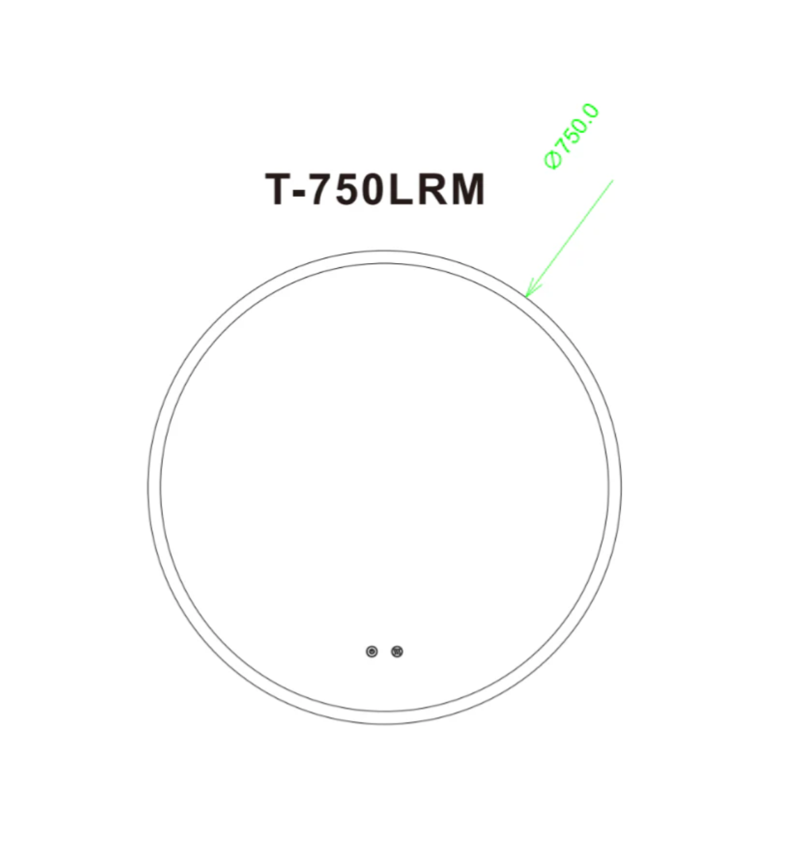 750mm Round 3 Color Lighting Acrylic LED Mirror Touch Sensor Switch