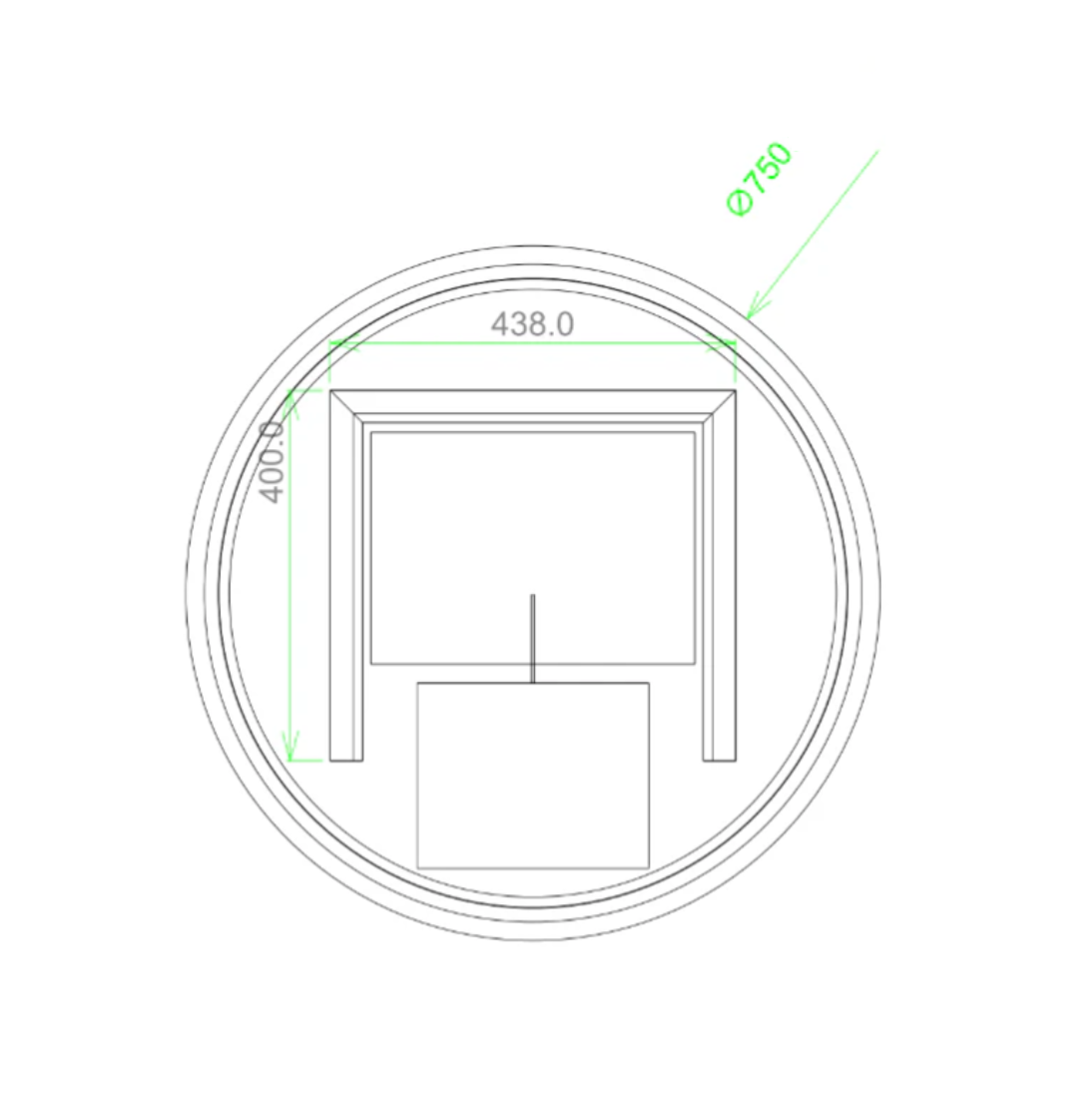 750mm Round 3 Color Lighting Acrylic LED Mirror Touch Sensor Switch