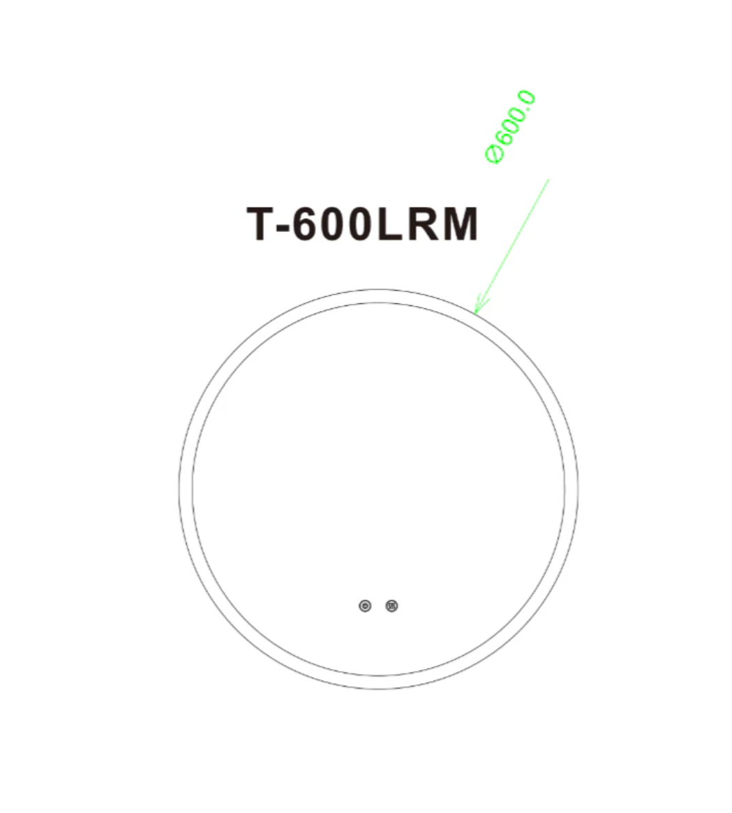 600mm Round 3 Color Lighting LED Mirror Touch Sensor Switch