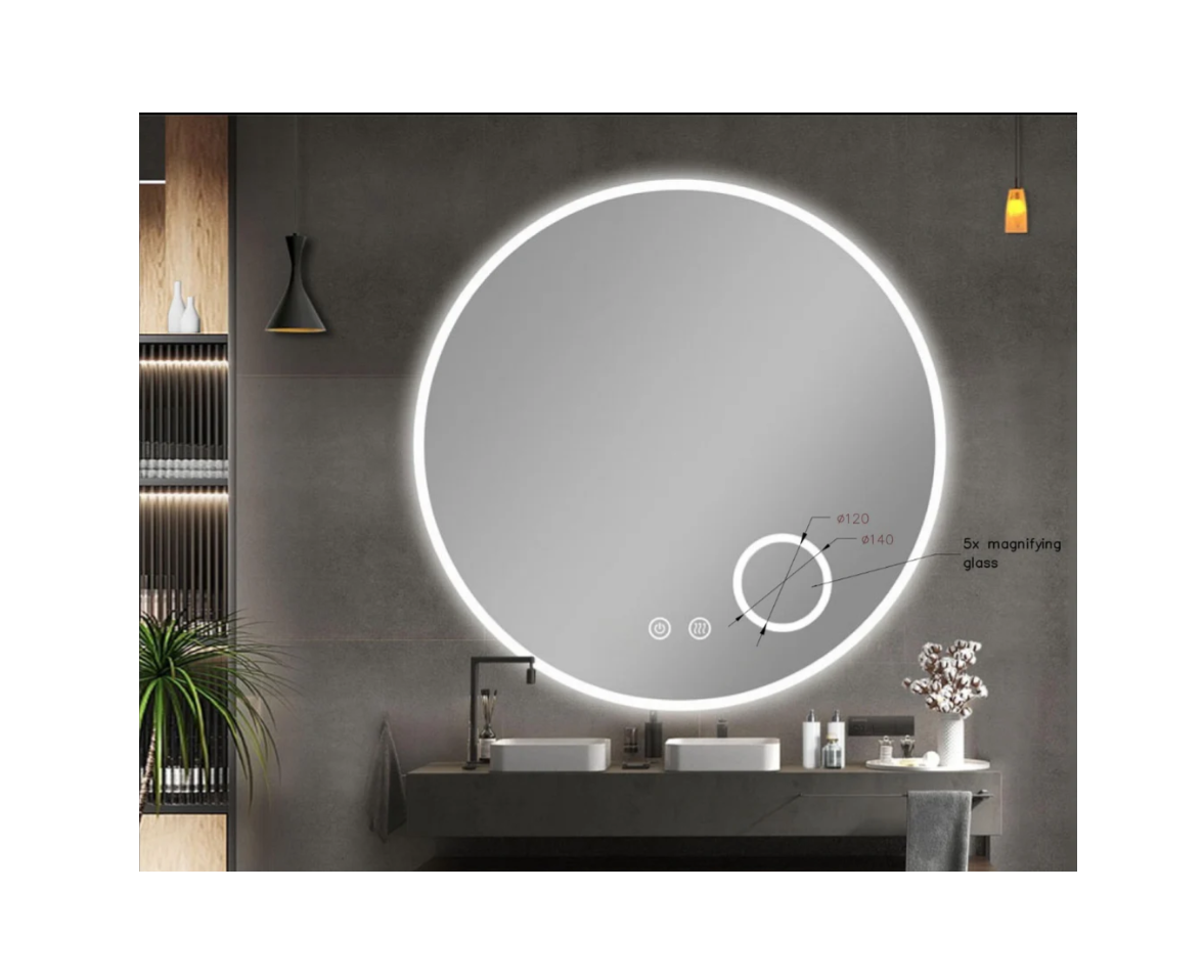 900mm Round 3 Color Lighting Acrylic LED Mirror Touch Sensor Switch