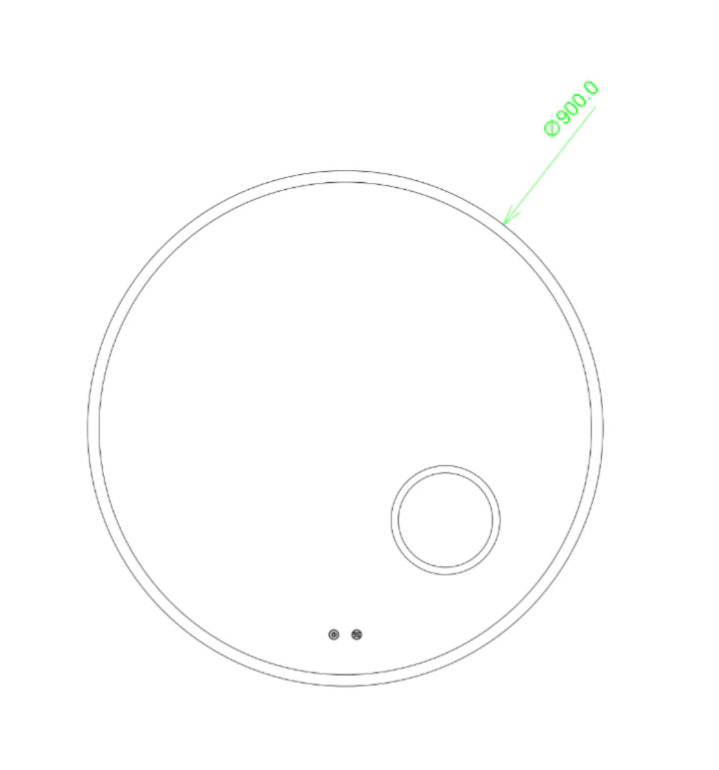 900mm Round 3 Color Lighting Acrylic LED Mirror Touch Sensor Switch