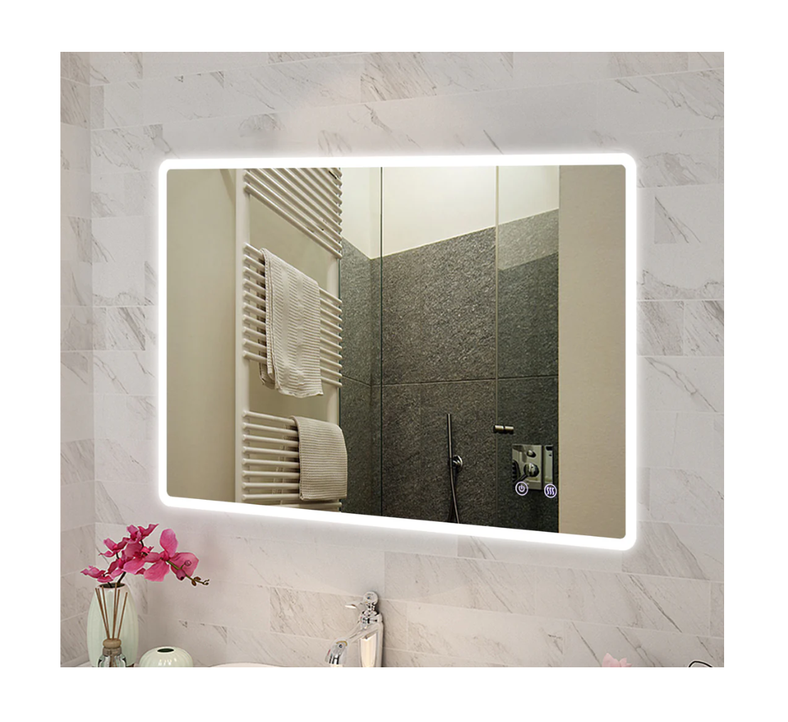 1500x800mm Curved Rim Rectangle 3 Color Lighting LED Mirror Touch Sensor Switch