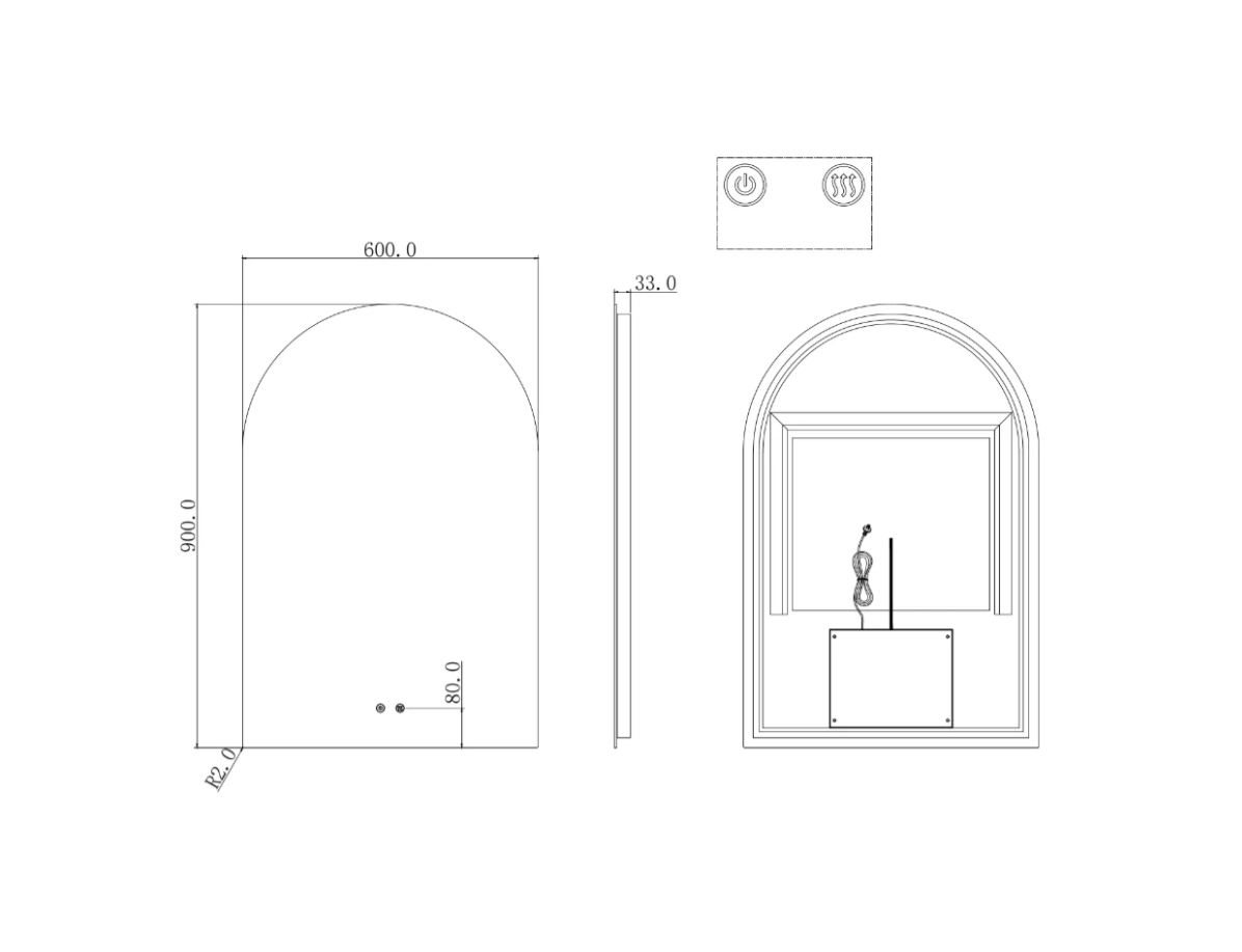 Uni-Arch Backlit LED Mirror 600x900mm