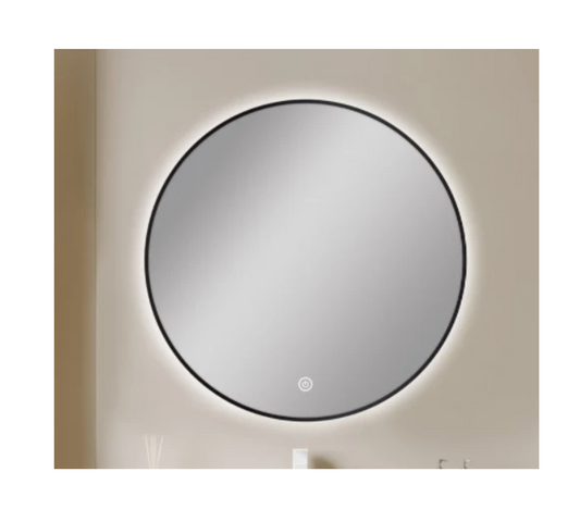750MM ROUND MATTE BLACK FRAMED CARYSIL LED MIRROR