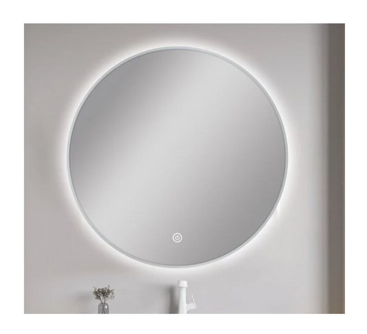 750MM ROUND BRUSHED NICKEL FRAMED CARYSIL LED MIRROR