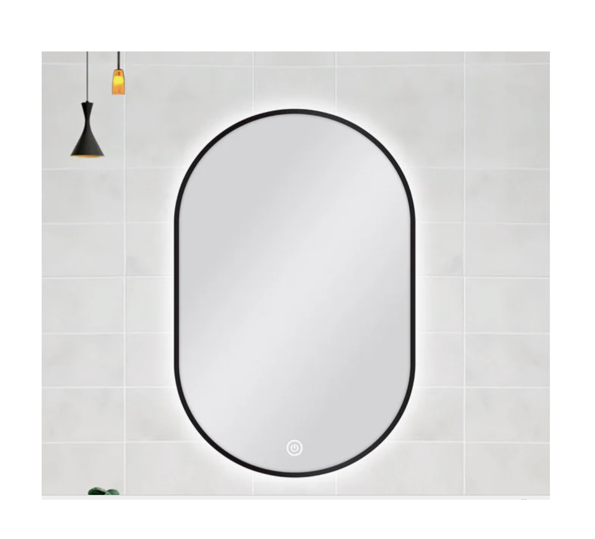 600 X 900MM OVAL SHAPE BLACK FRAMED CARYSIL LED MIRROR