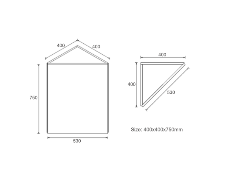 BURMA Corner Shaving Cabinet Matte White  400x400x750mm